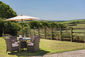 Enjoy lunch with a fabulous view. (Please note, the rattan garden furniture is available Easter to October).
