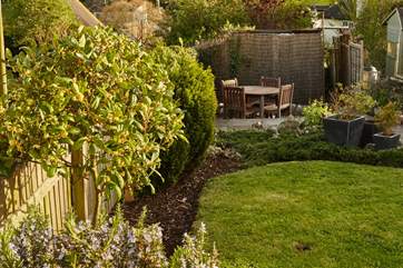 A lovely little spot for al fresco dining in this sun-trap.