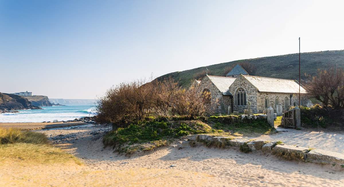 Pretty Church Cove is a one mile walk away.