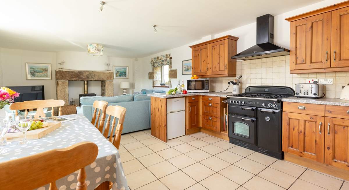 The spacious kitchen/dining-area of the cottage.