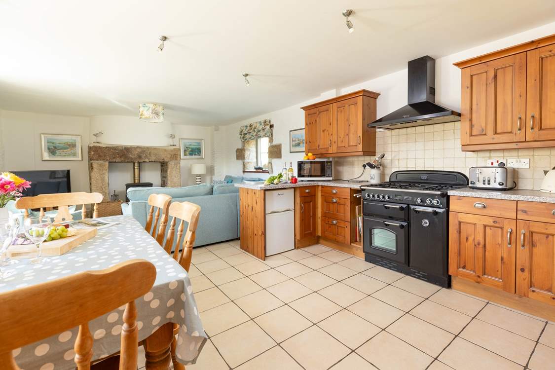 The spacious kitchen/dining-area of the cottage.