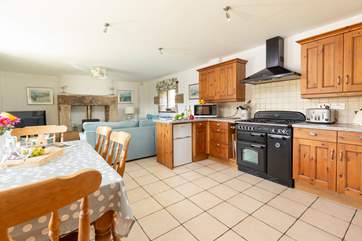 The spacious kitchen/dining-area of the cottage.