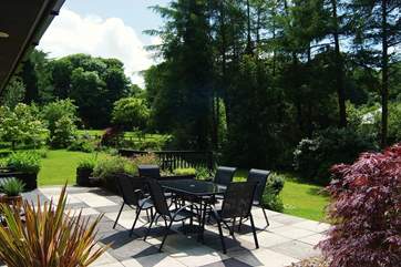 The raised patio just outside the living-room.