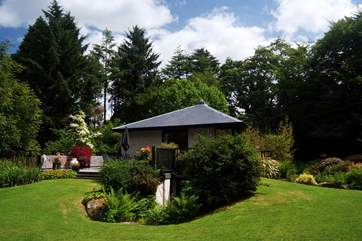 Looking across the garden to the patio.