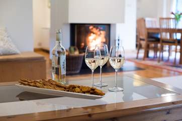 Treats in front of the fire.