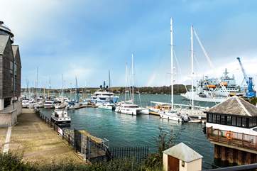 The ever changing outlook over the marina and Fal estuary, you might catch glimpse of a rainbow if you are lucky.
