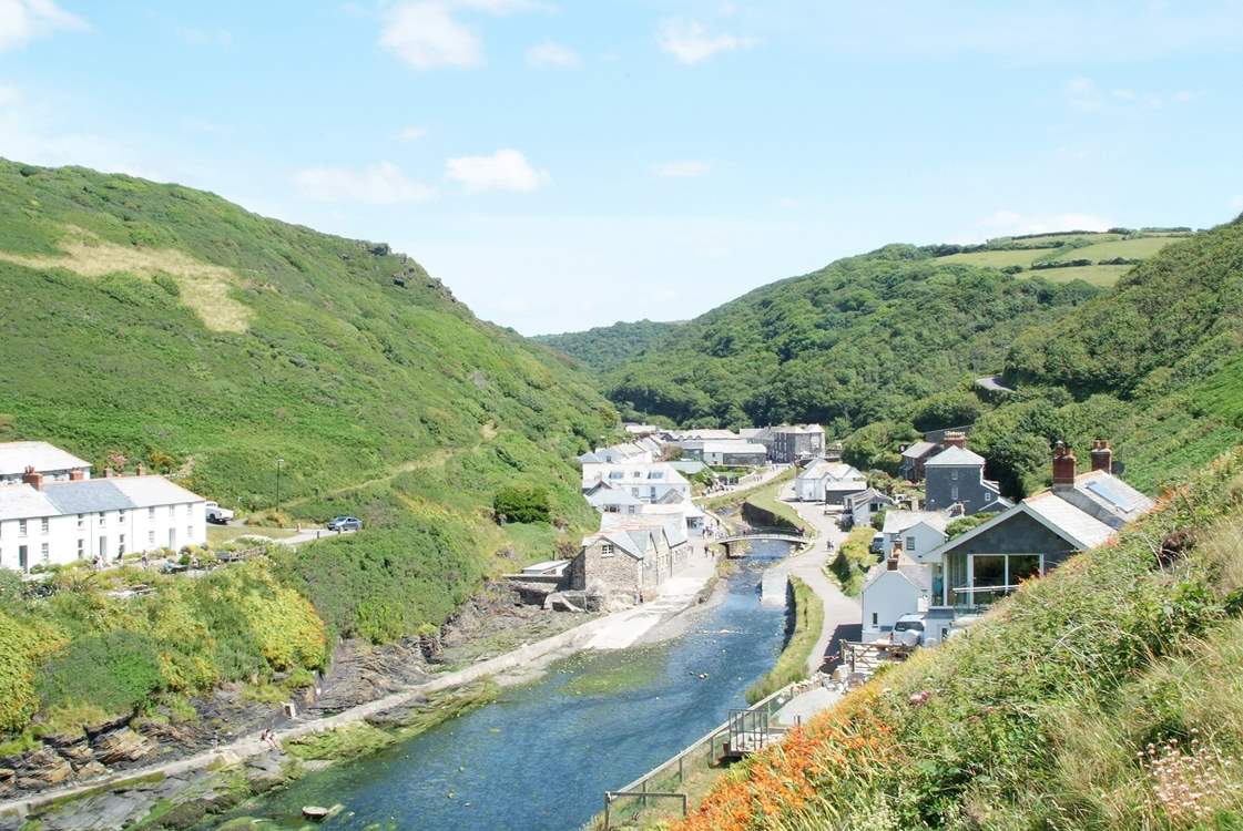 A view with your back to the sea looking towards the village. On the left you can see Penally Cottage at the end of the row of cottages.