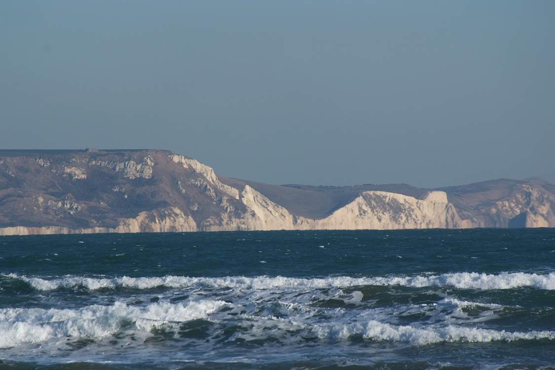 The stunning Jurassic coastline from Weymouth's seafront.