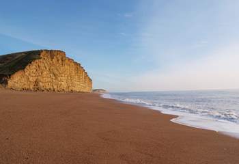 The stunning Jurassic cliffs at West Bay. Have lunch at the Watch House cafe - right on the beach.