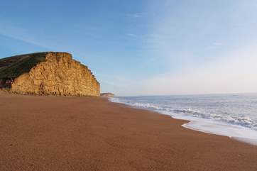 The stunning Jurassic cliffs at West Bay. Have lunch at the Watch House cafe - right on the beach.