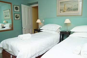 Bedroom 1 can be made up as a double (6') or two singles as shown here.