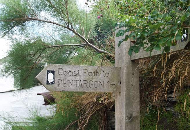 The signpost for the coastal path.
