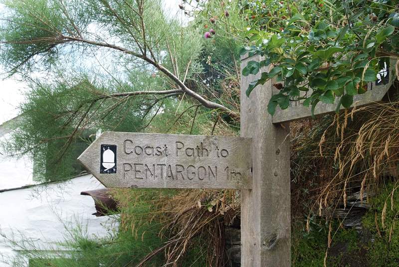 The signpost for the coastal path.
