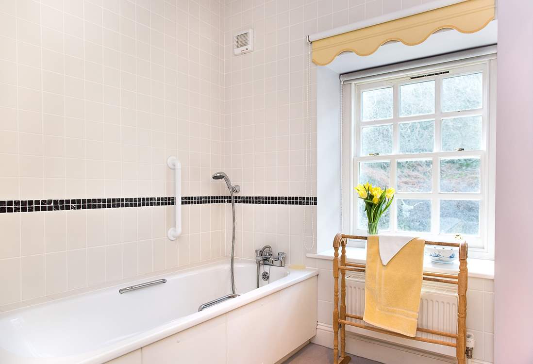 The bathroom on the first floor.