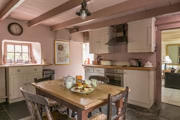 The kitchen is full of character.