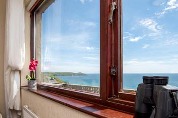 There are binoculars provided so you can take a closer look at the bird, wild and marine life.
