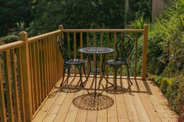 The top decked area is the perfect spot for a cup of tea. (there are several steps leading up to this area).