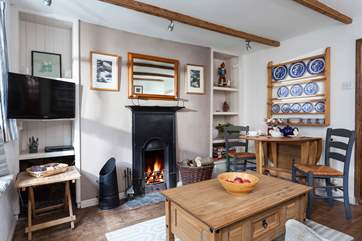The open plan sitting-dining area.