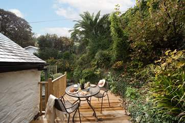 The top decked area is the perfect spot for breakfast in the sunshine (there are several steps leading up to this area).