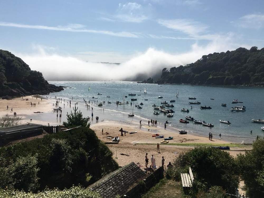 One of the bustling beaches in Salcombe.