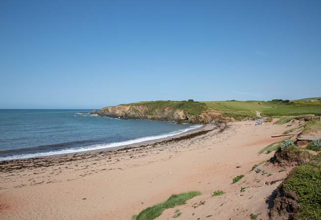 The beautiful beach at Thurlestone Sands. Many fabulous family days await on this gorgeous beach.