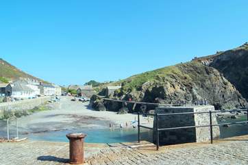 Looking from the end of the picturesque harbour back towards the little cafe at the entrance.