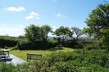 The garden is very private and overlooks the surrounding countryside.