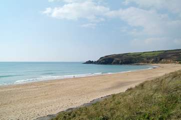 The family-friendly beach at Praa Sands.