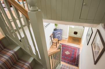 The hallway with wooden floors.