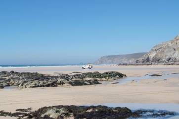 Porthtowan beach as the tide drops back...a 15 minute drive from Swallows Nest.