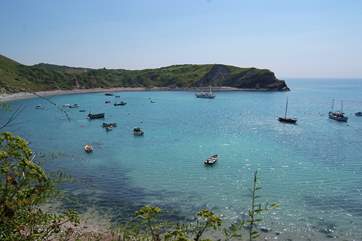 The lovely natural harbour at Lulworth Cove.