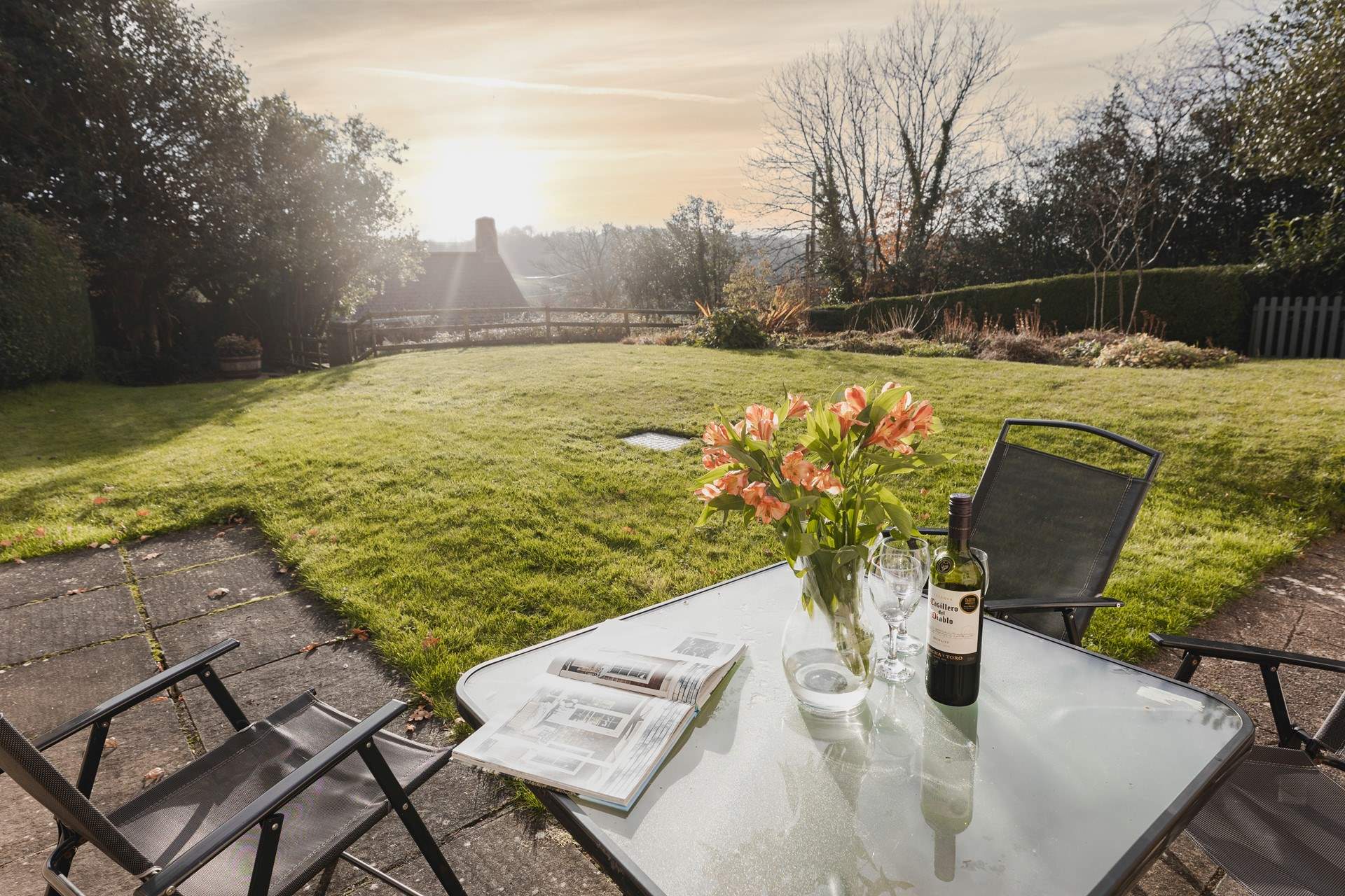 Take a seat in the garden to enjoy the view.