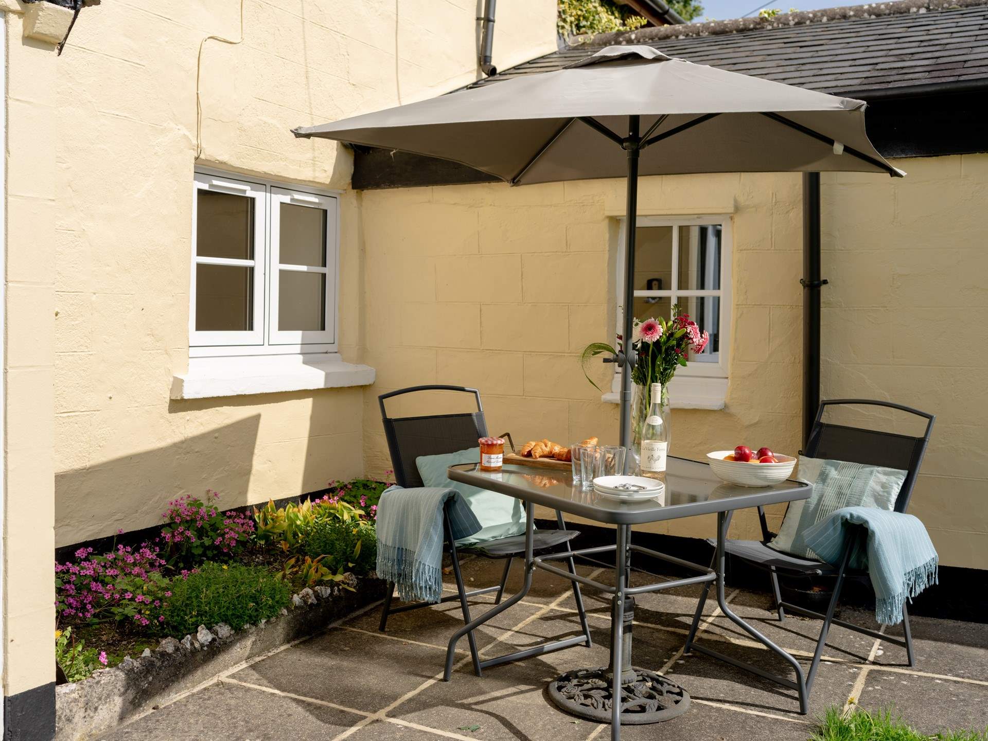 There is a completely private and sheltered patio and as the cottage is set above the village there are lovely views.