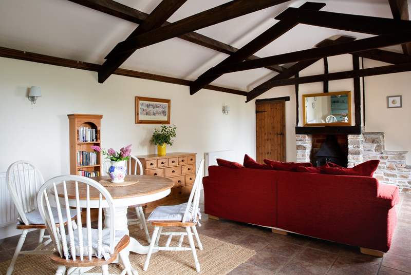 Honeysuckle is an open plan cottage with the bedrooms leading off from the living area.