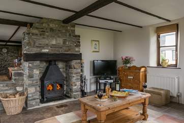 The cosy wood-burner is a welcome sight at any time of the day.