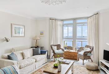 The relaxing open plan living-area is beautifully light and airy with those wonderful sea views.