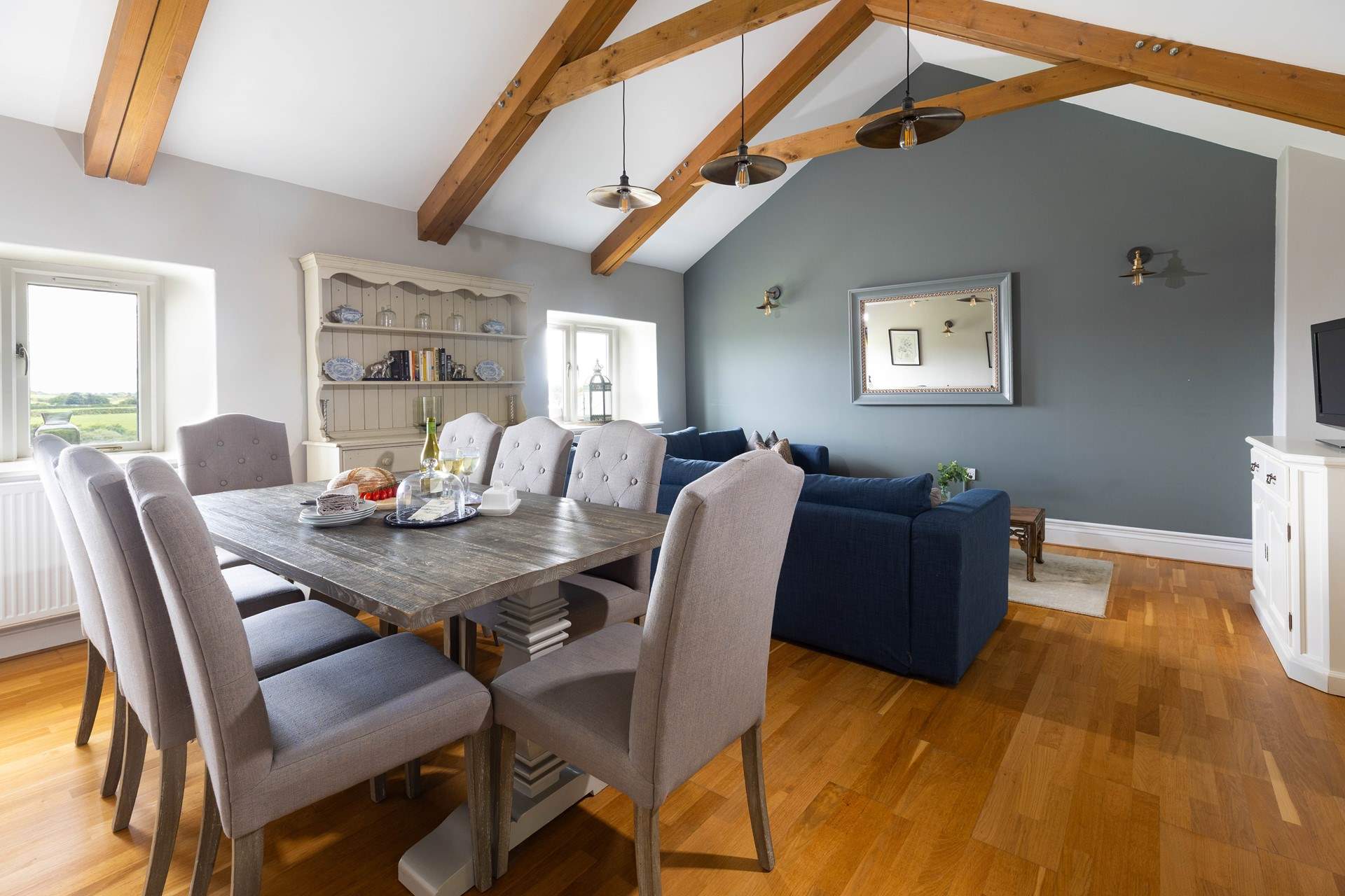 The dining room is a great place for long  group meals. 