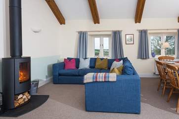 Comfortable corner sofa for relaxing around the TV or snuggle up on with a good book.