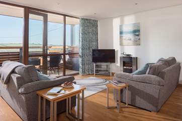 The light floods into the open plan living space.