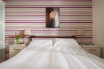 The master bedroom is light and bright.