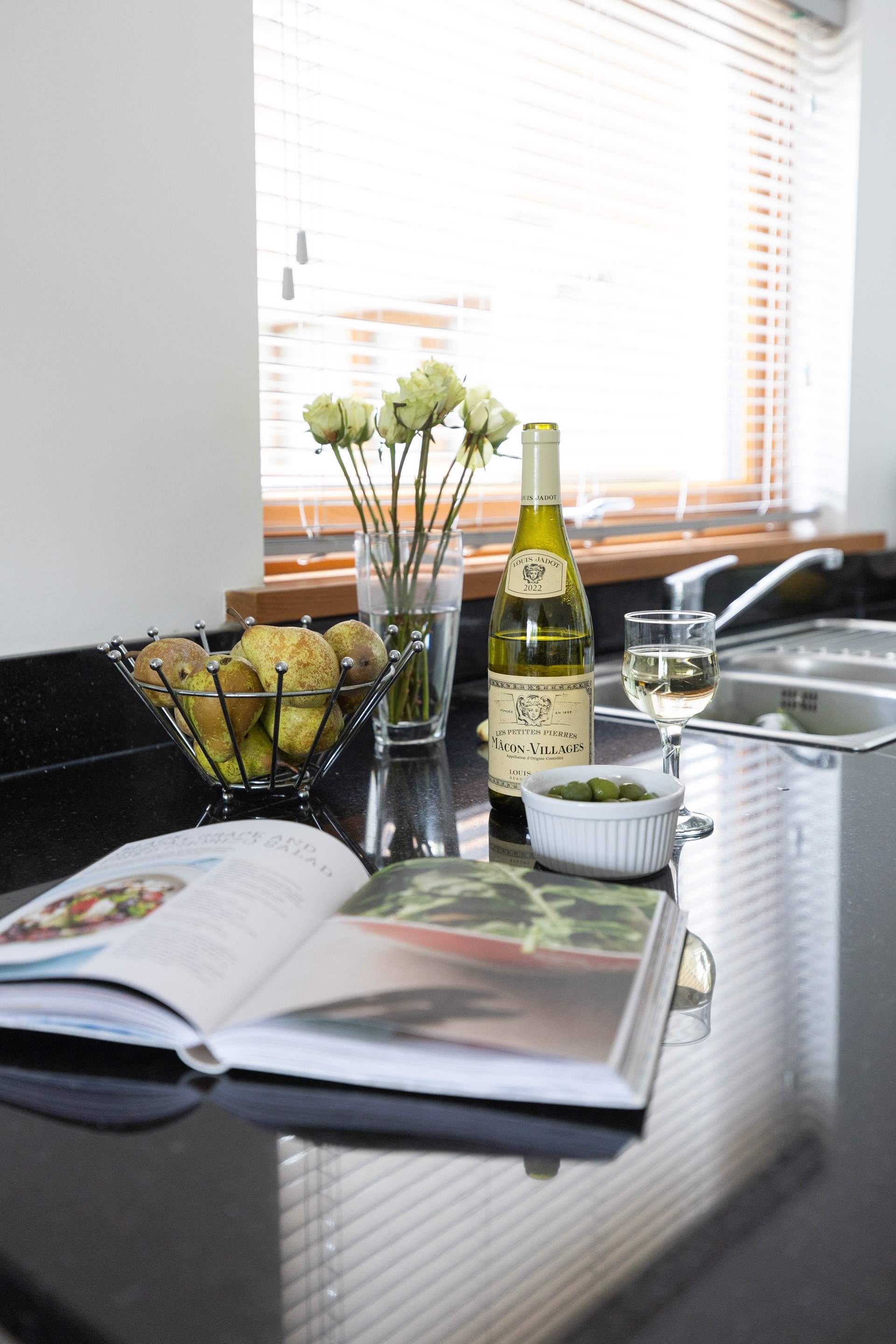 Take a pew at the breakfast bar. 