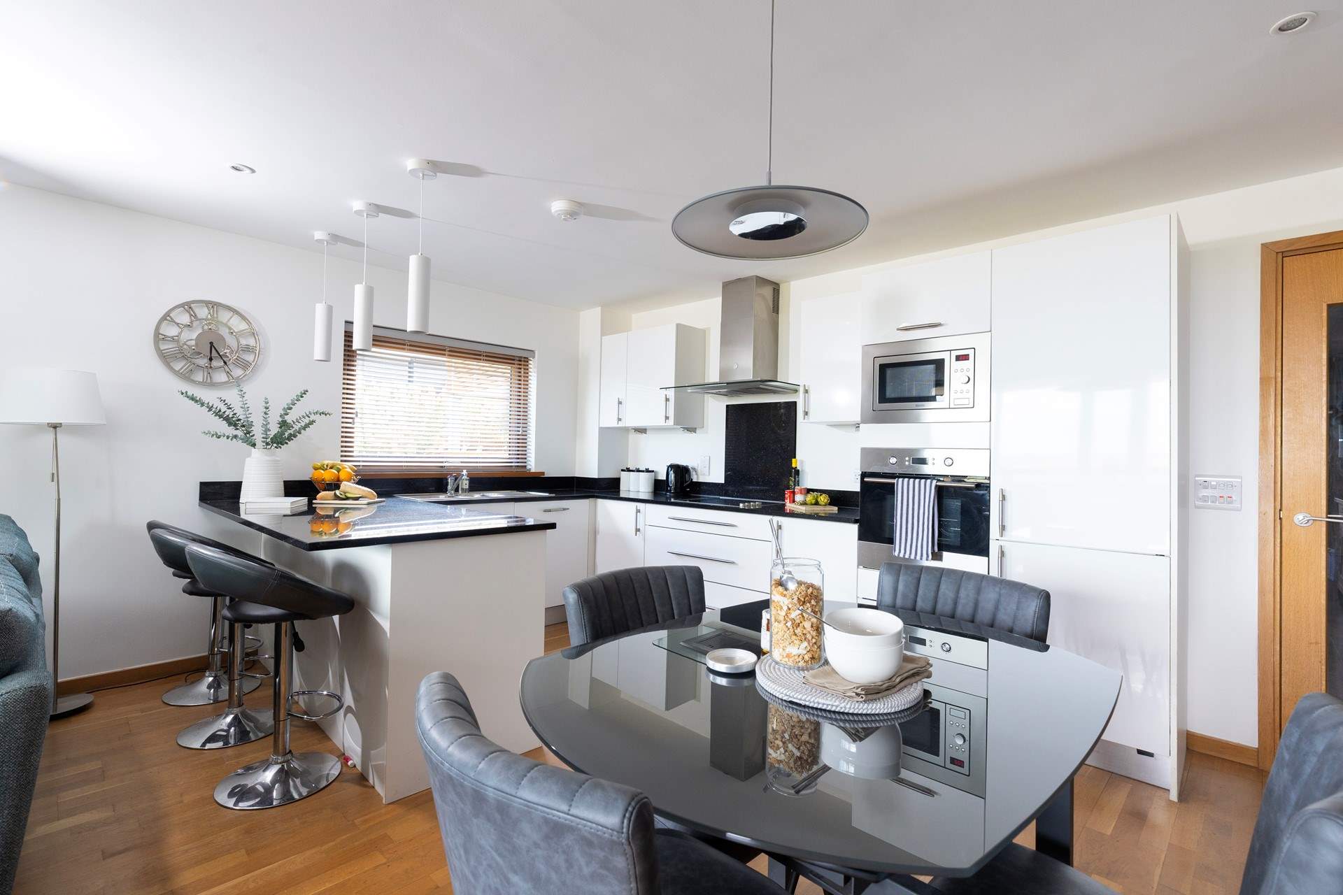 The light and airy open plan living space at Bayview. 