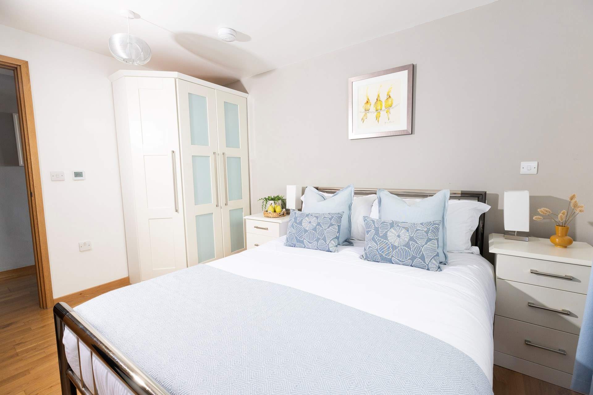 Enjoy a good nights slumber in the king bed in the principle bedroom.