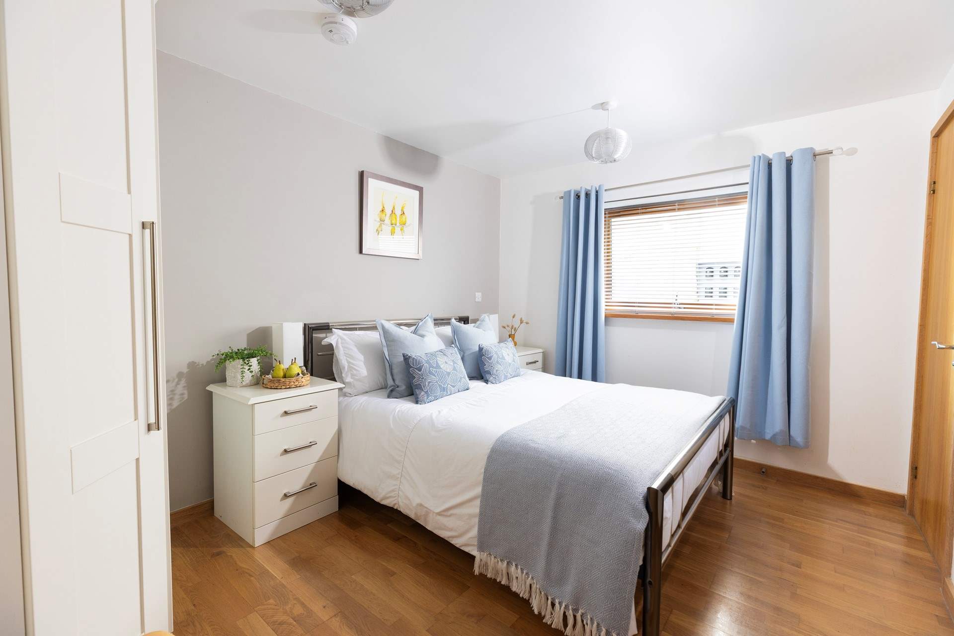 This bedroom has oceans of storage for all your holiday outfits. 