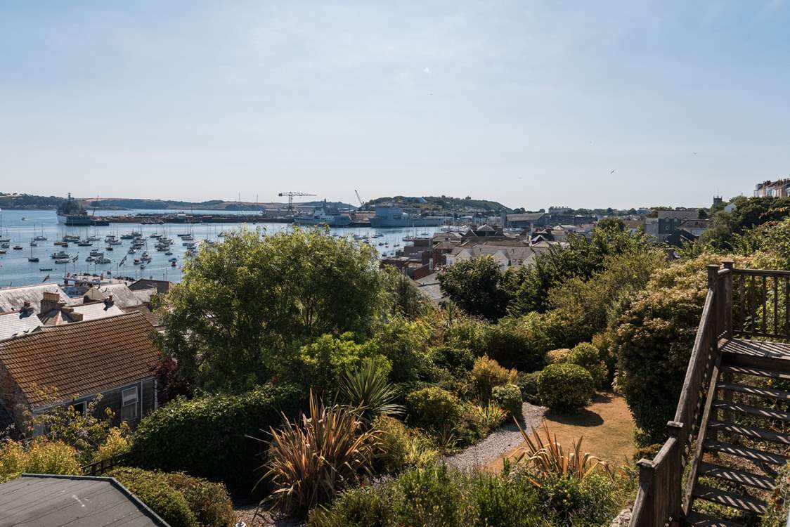 Looking down into the garden from the terrace.