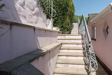 The steps from the road leading down to The Lookout.