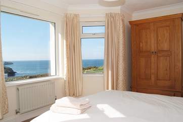 The lower ground floor bedroom also boasts spectacular sea views.
