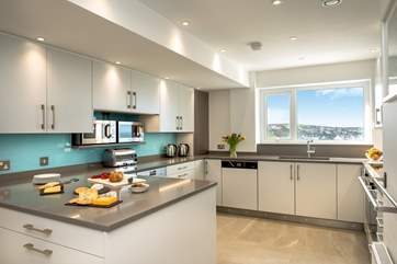 The kitchen is incredibly well-equipped for 14 people.