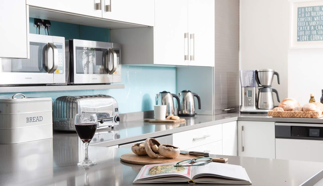 The kitchen is incredibly well-equipped for 14 people.