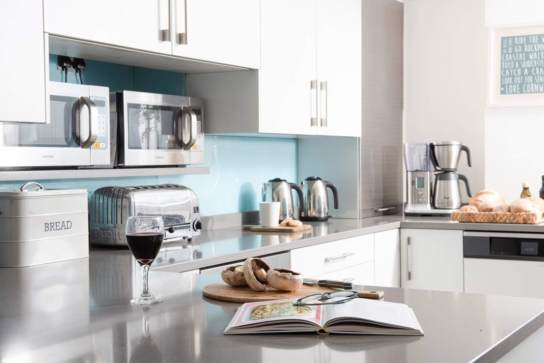 The kitchen is incredibly well-equipped for 14 people.